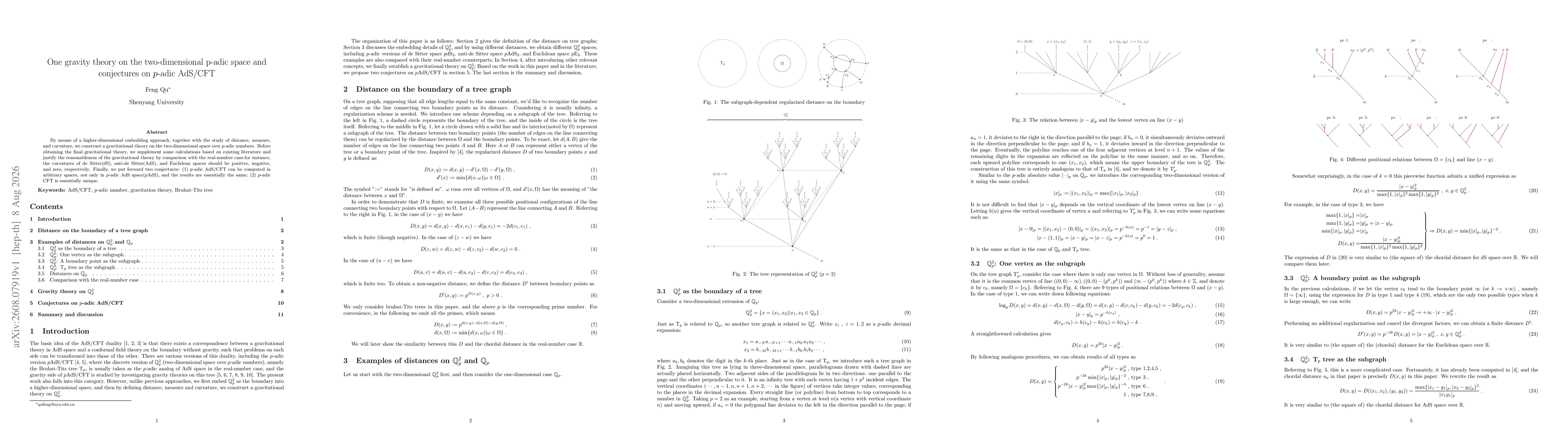Thumbnail for One gravity theory on the two-dimensional p-adic space and conjectures on $p$-adic AdS/CFT