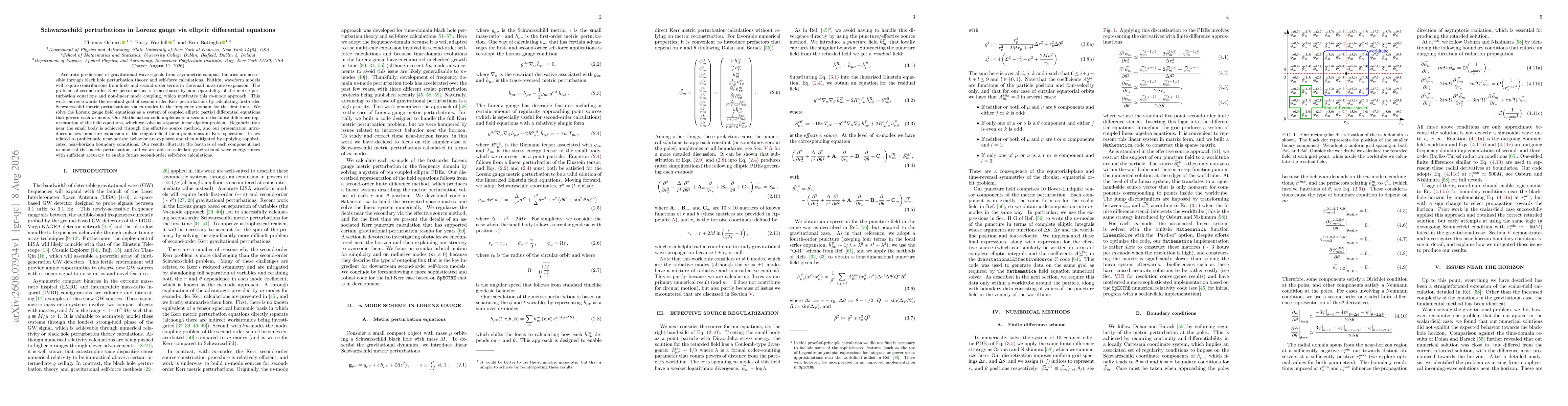Thumbnail for Schwarzschild perturbations in Lorenz gauge via elliptic differential equations