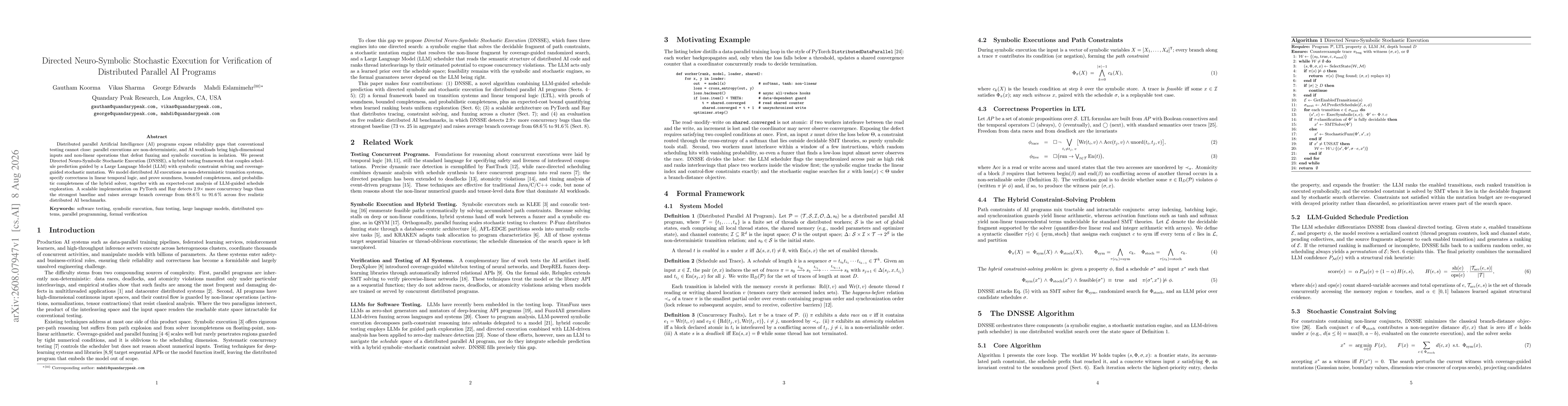 Thumbnail for Directed Neuro-Symbolic Stochastic Execution for Verification of Distributed Parallel AI Programs