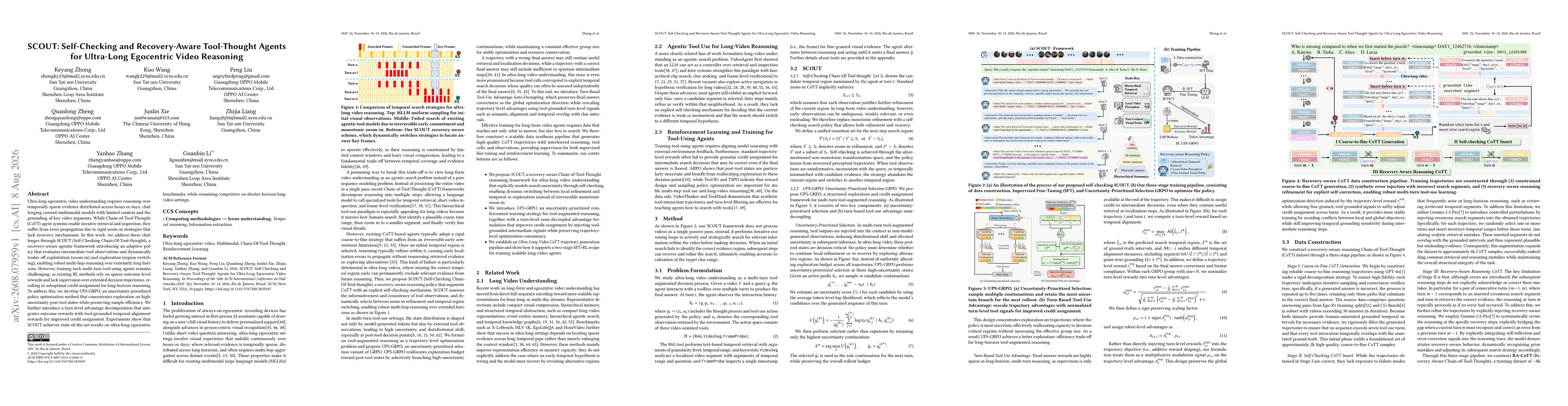 Thumbnail for SCOUT: Self-Checking and Recovery-Aware Tool-Thought Agents for Ultra-Long Egocentric Video Reasoning