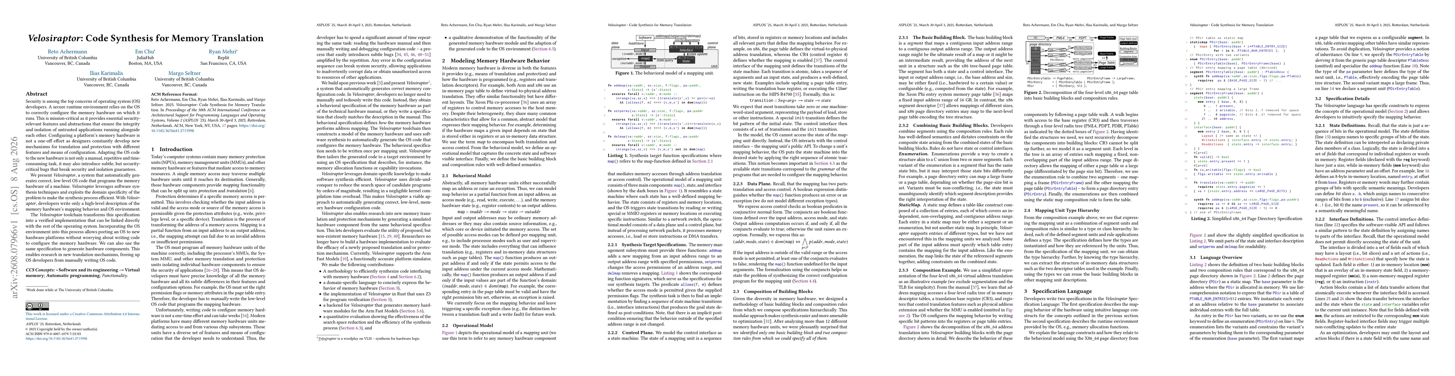 Thumbnail for Velosiraptor: Code Synthesis for Memory Translation