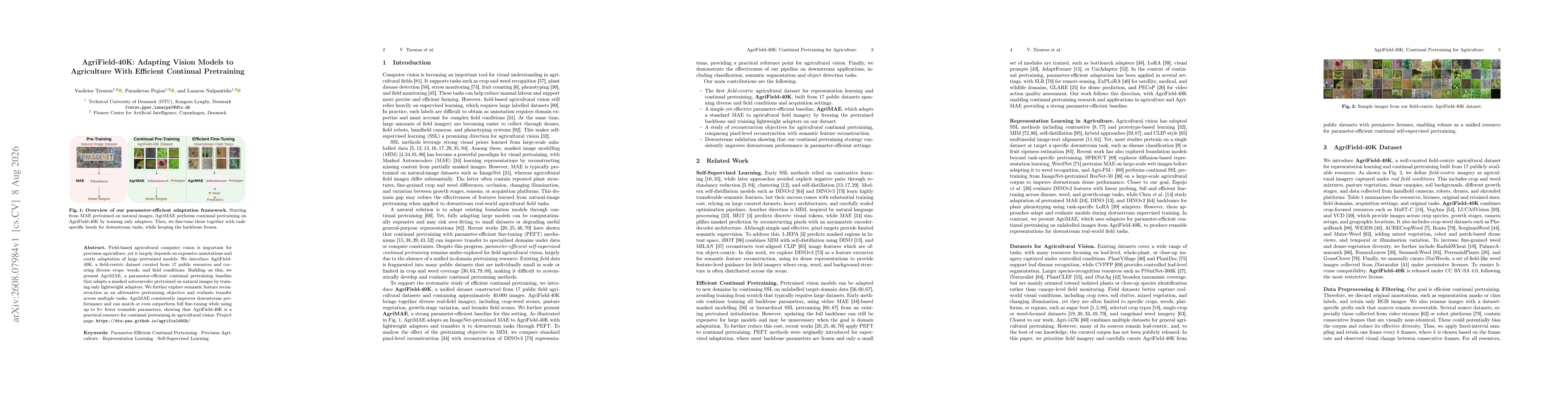 Thumbnail for AgriField-40K: Adapting Vision Models to Agriculture With Efficient Continual Pretraining