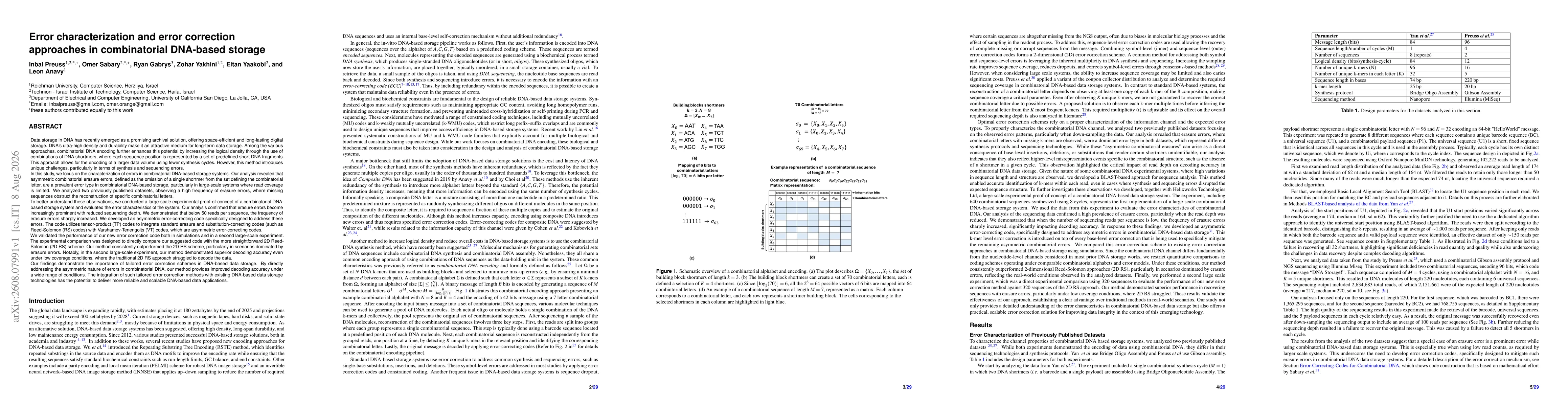 Thumbnail for Error characterization and error correction approaches in combinatorial DNA-based storage