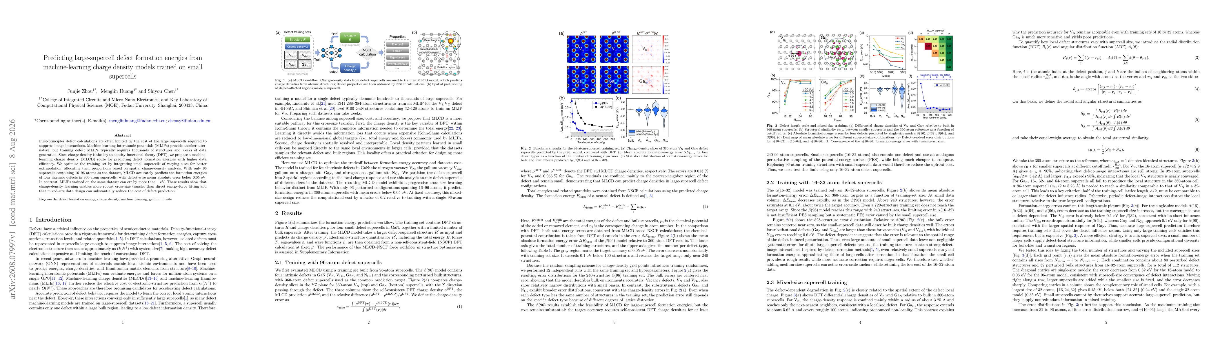 Thumbnail for Predicting large-supercell defect formation energies from machine-learning charge density models trained on small supercells