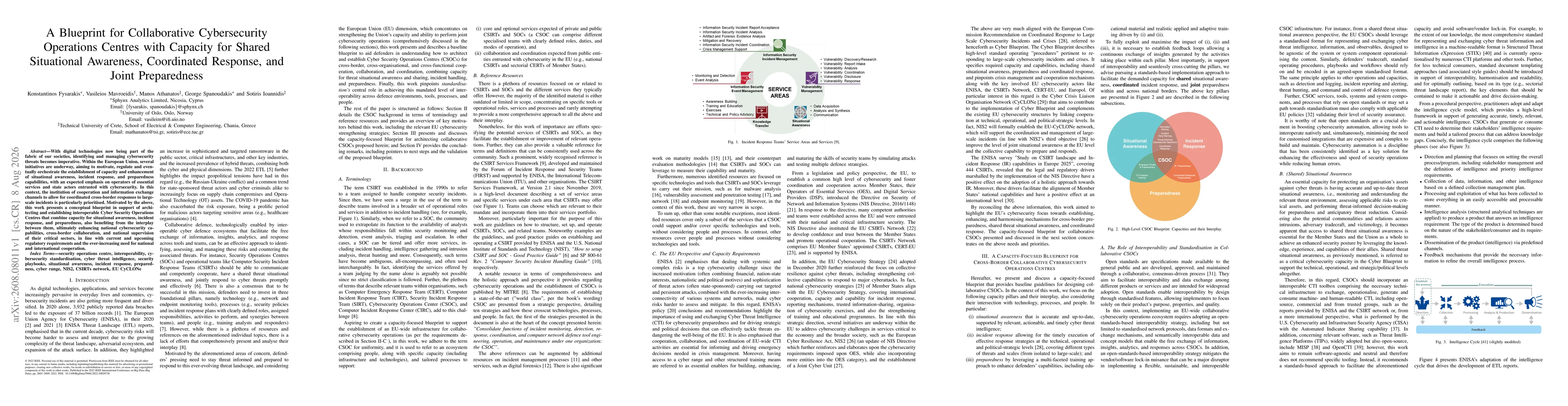 Thumbnail for A Blueprint for Collaborative Cybersecurity Operations Centres with Capacity for Shared Situational Awareness, Coordinated Response, and Joint Preparedness