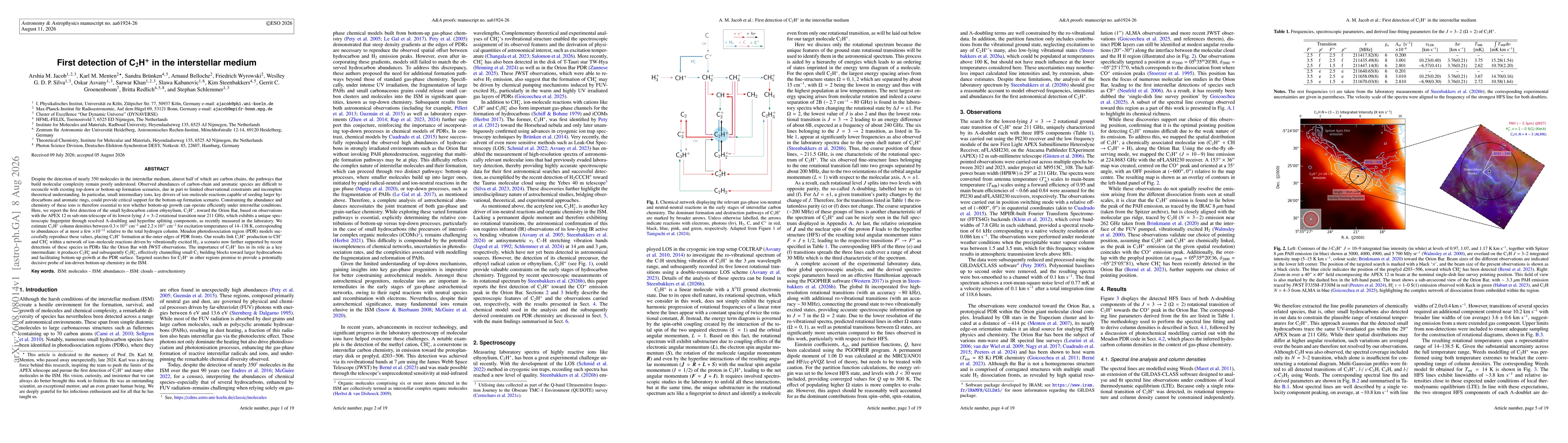 Thumbnail for First detection of C2H+ in the interstellar medium