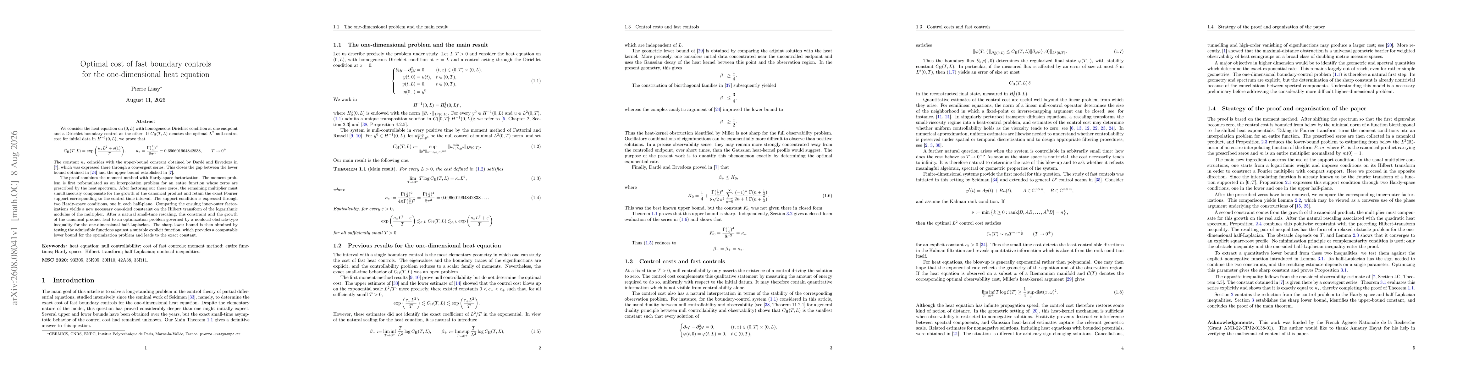 Thumbnail for Optimal cost of fast boundary controls for the one-dimensional heat equation
