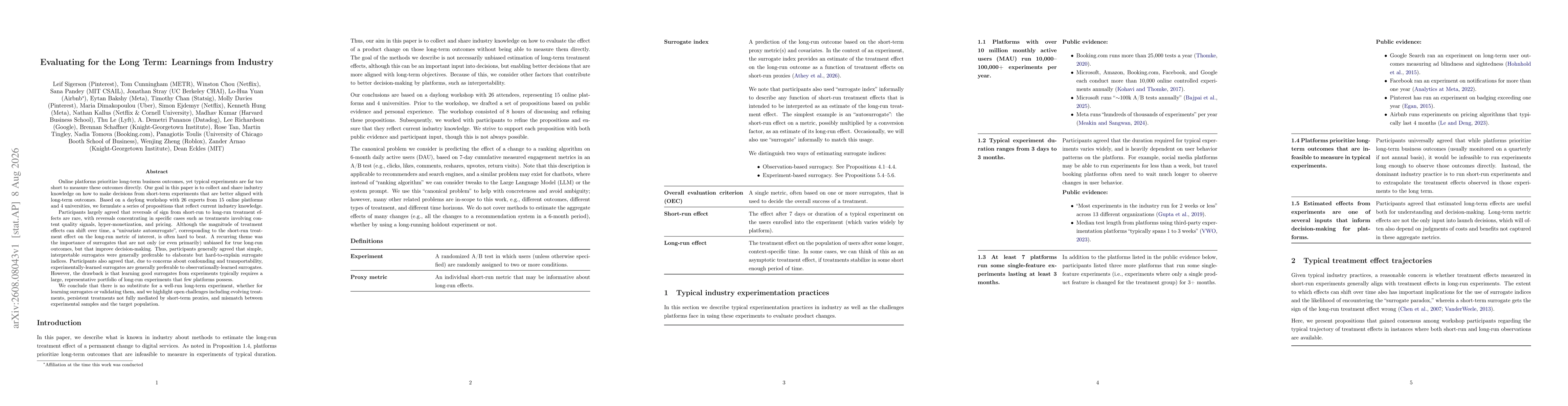 Thumbnail for Evaluating for the long term: Learnings from industry