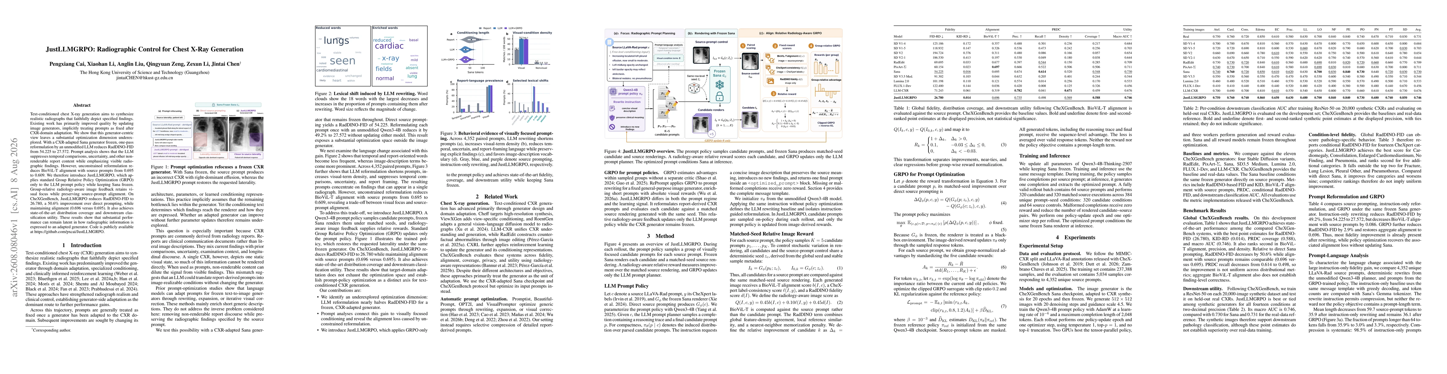 Thumbnail for JustLLMGRPO: Radiographic Control for Chest X-Ray Generation