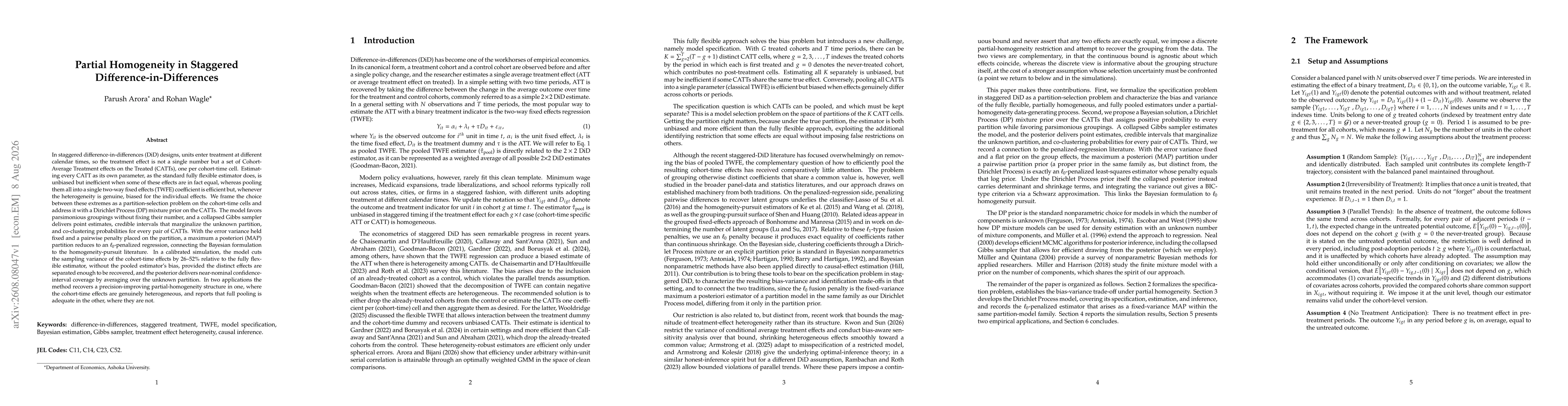 Thumbnail for Partial Homogeneity in Staggered Difference-in-Differences