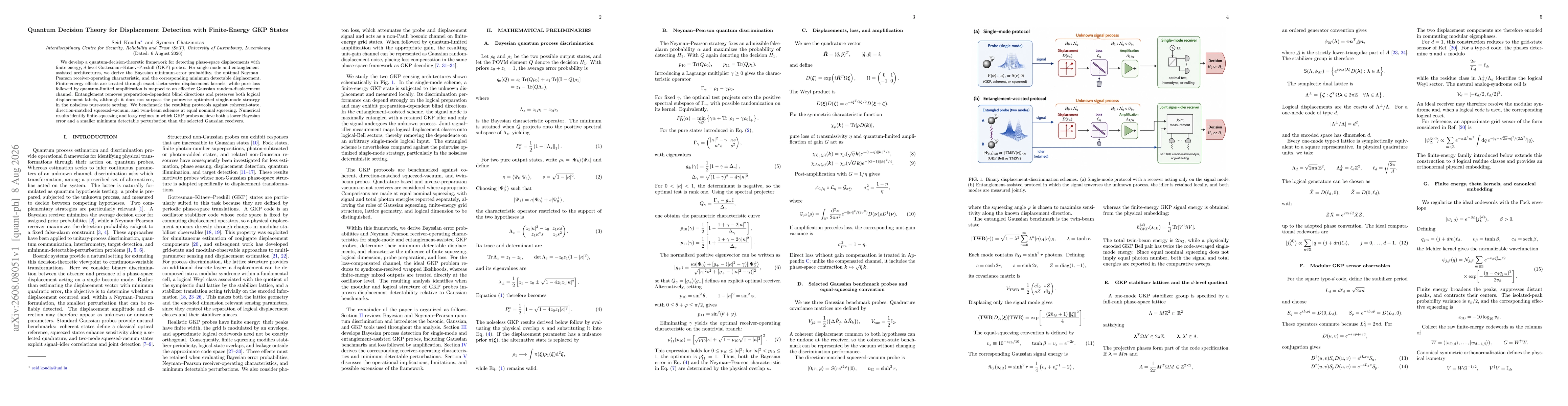 Thumbnail for Quantum Decision Theory for Displacement Detection with Finite-Energy GKP States
