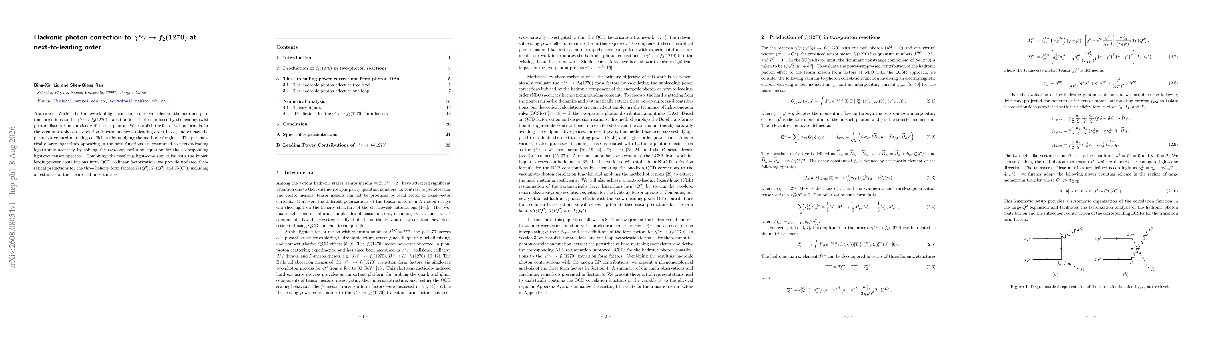 Thumbnail for Hadronic photon correction to $γ^{\ast} γ\to f_{2}(1270)$ at next-to-leading order