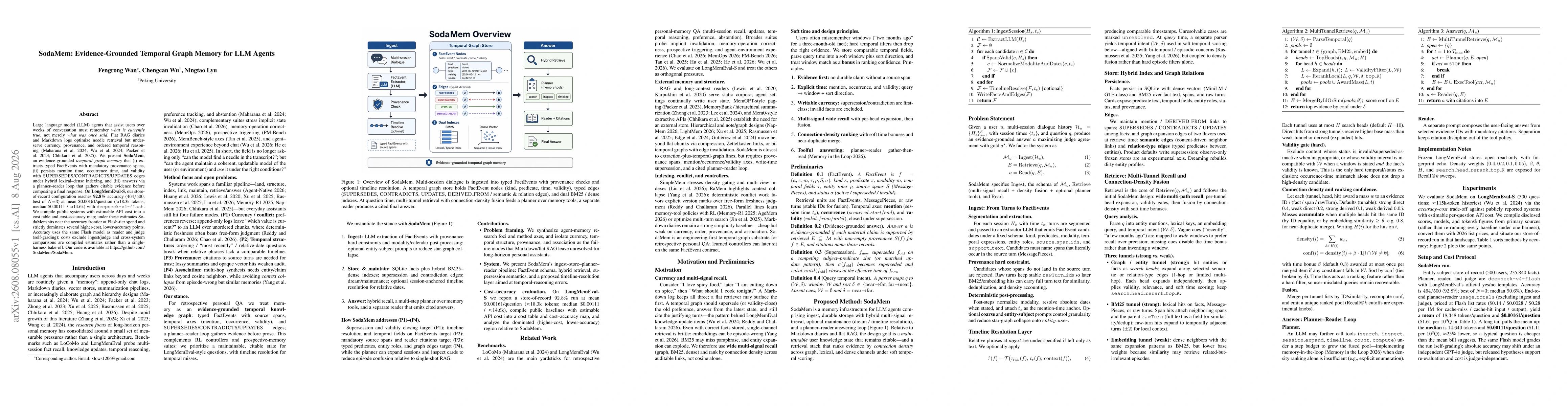 Thumbnail for SodaMem: Evidence-Grounded Temporal Graph Memory for LLM Agents