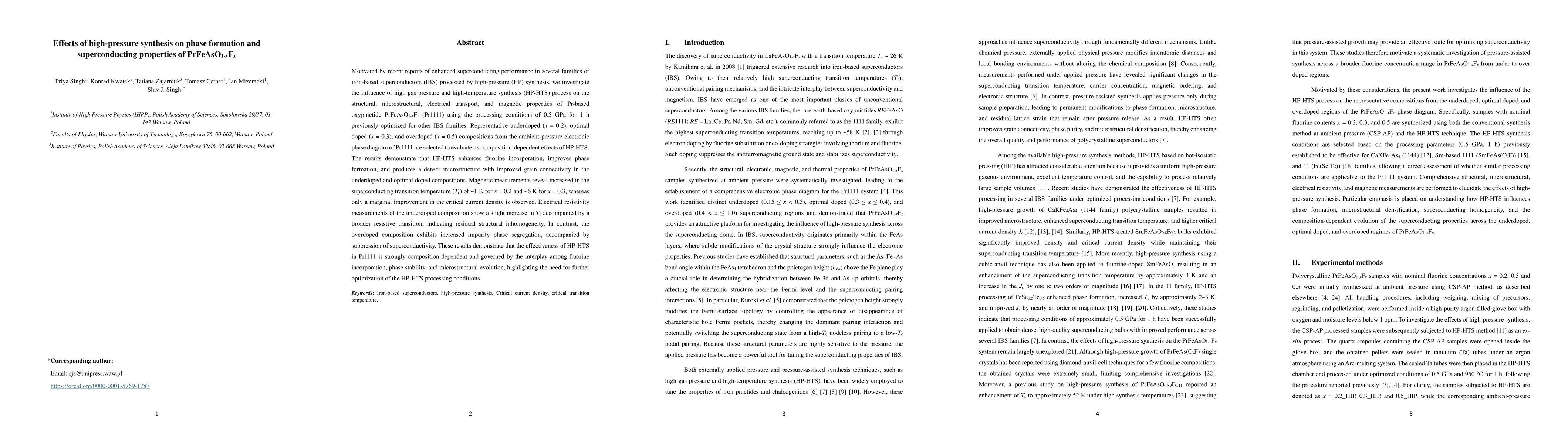 Thumbnail for Effects of high-pressure synthesis on phase formation and superconducting properties of PrFeAsO1-xFx