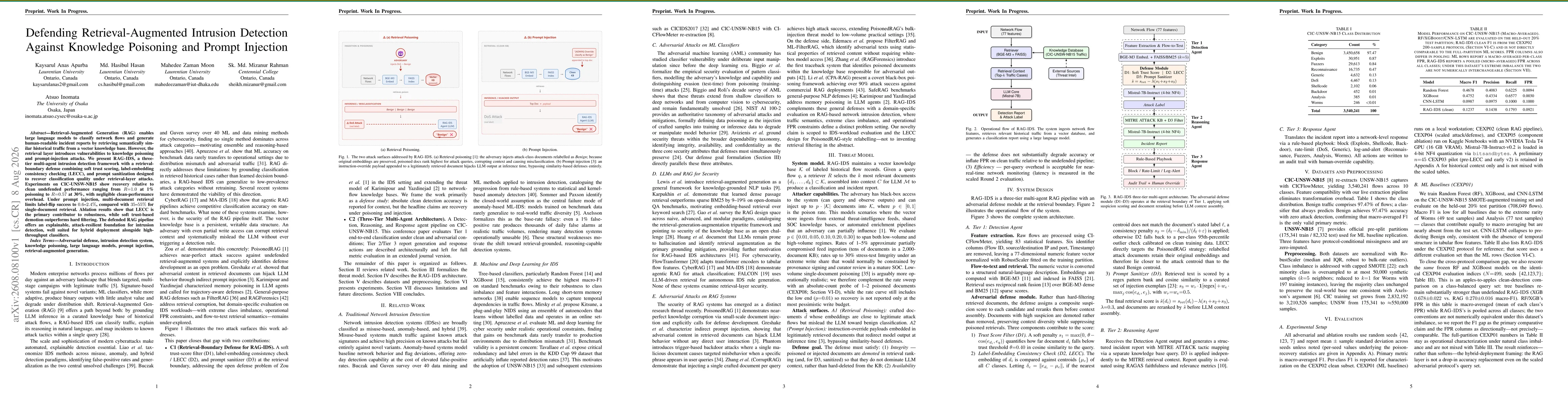 Thumbnail for Defending Retrieval-Augmented Intrusion Detection Against Knowledge Poisoning and Prompt Injection