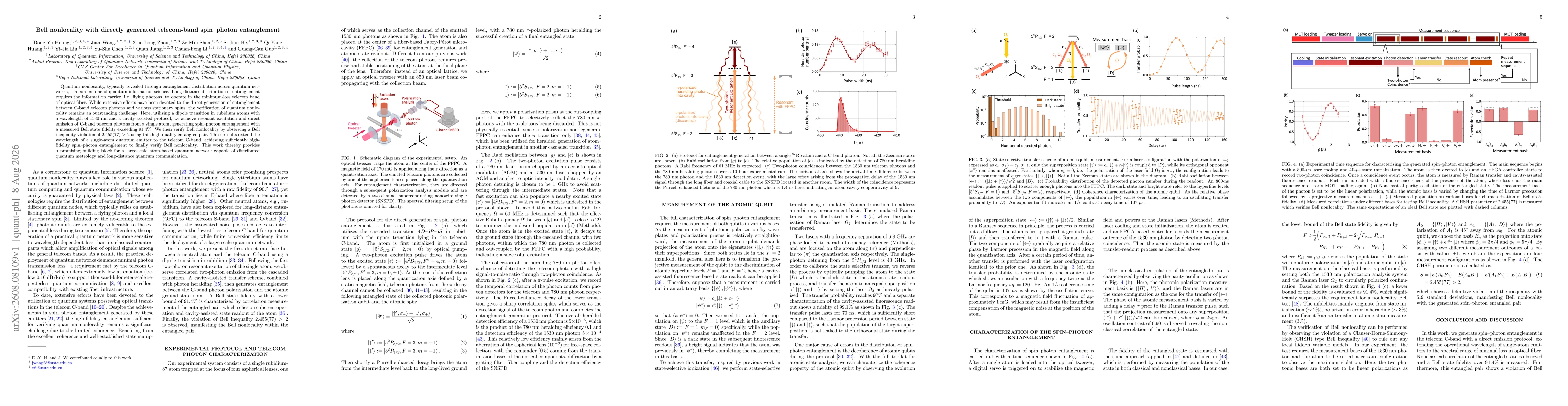 Thumbnail for Bell nonlocality with directly generated telecom-band spin-photon entanglement