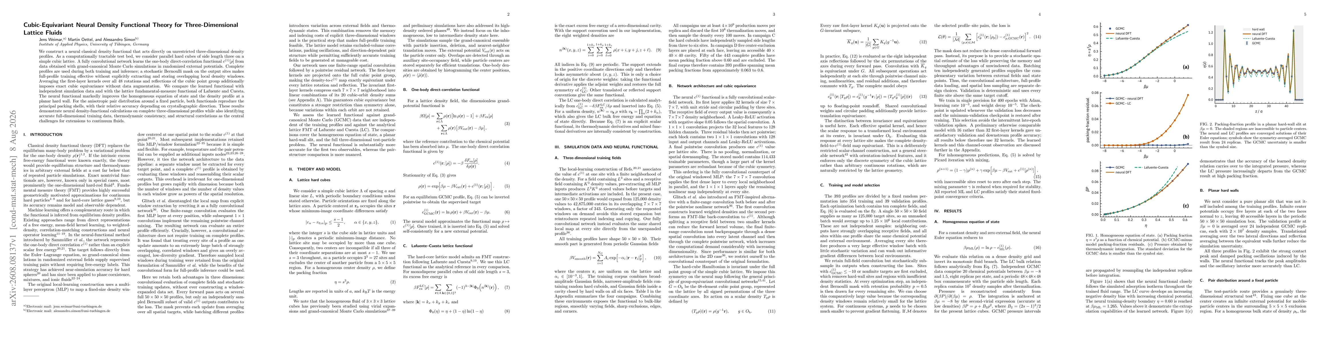Thumbnail for Cubic-Equivariant Neural Density Functional Theory for Three-Dimensional Lattice Fluids