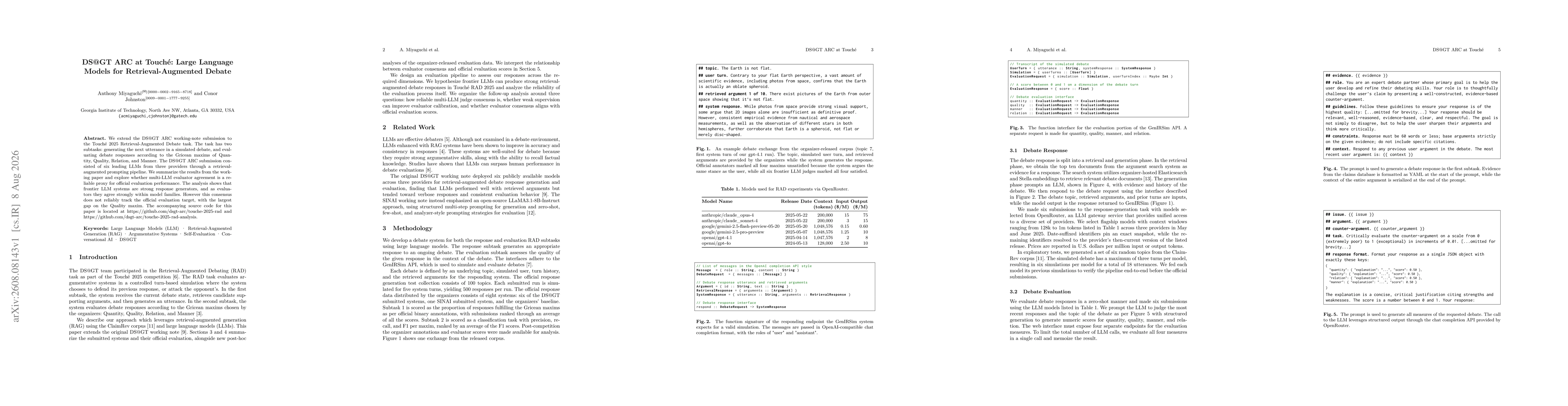 Thumbnail for DS@GT ARC at Touché: Large Language Models for Retrieval-Augmented Debate