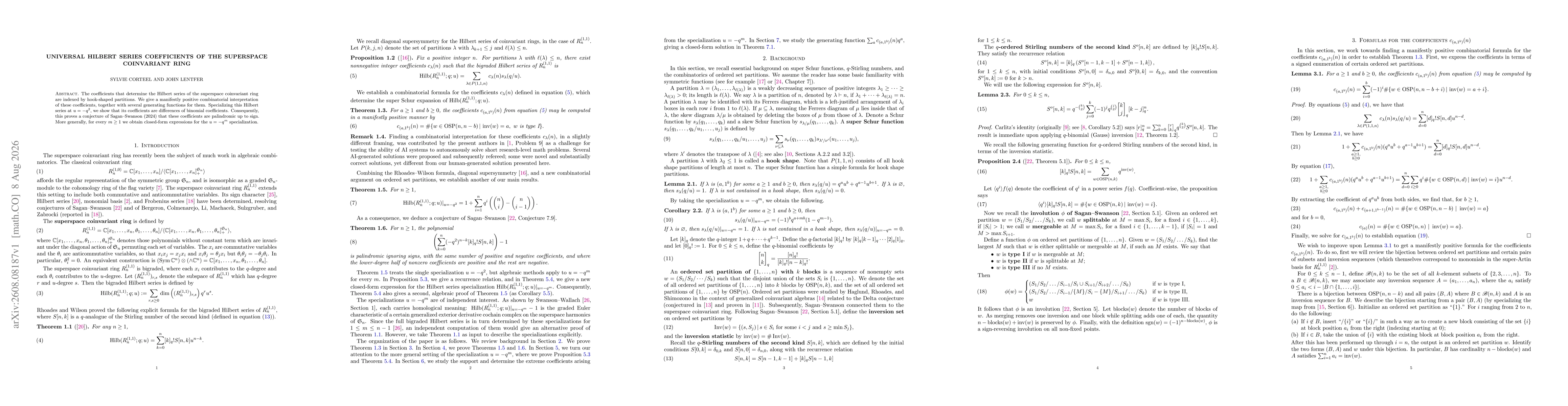 Thumbnail for Universal Hilbert series coefficients of the superspace coinvariant ring