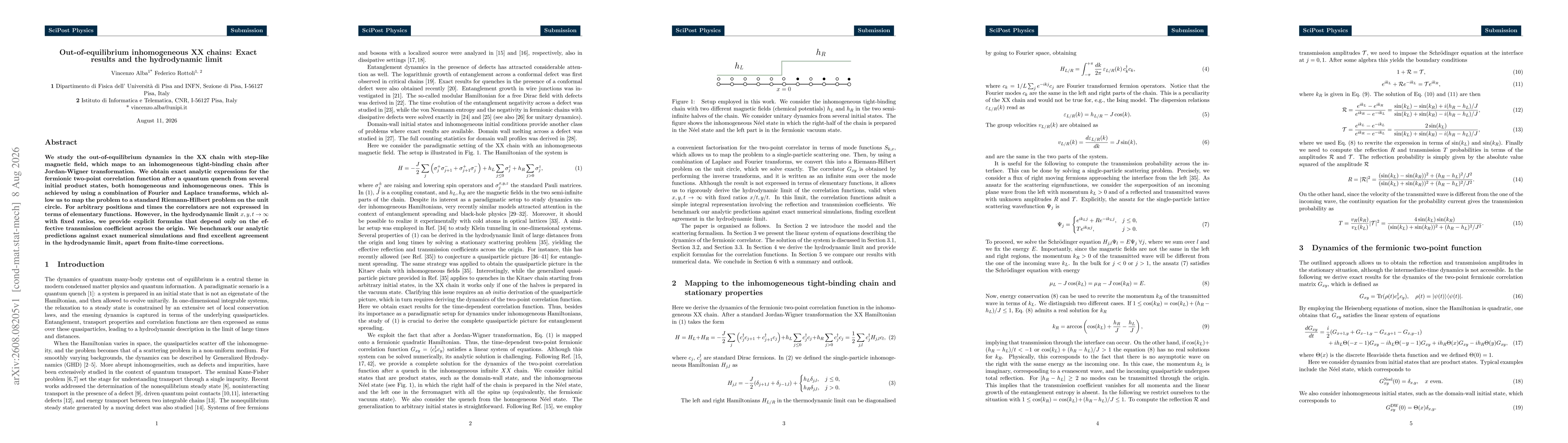 Thumbnail for Out-of-equilibrium inhomogeneous XX chains: Exact results and the hydrodynamic limit