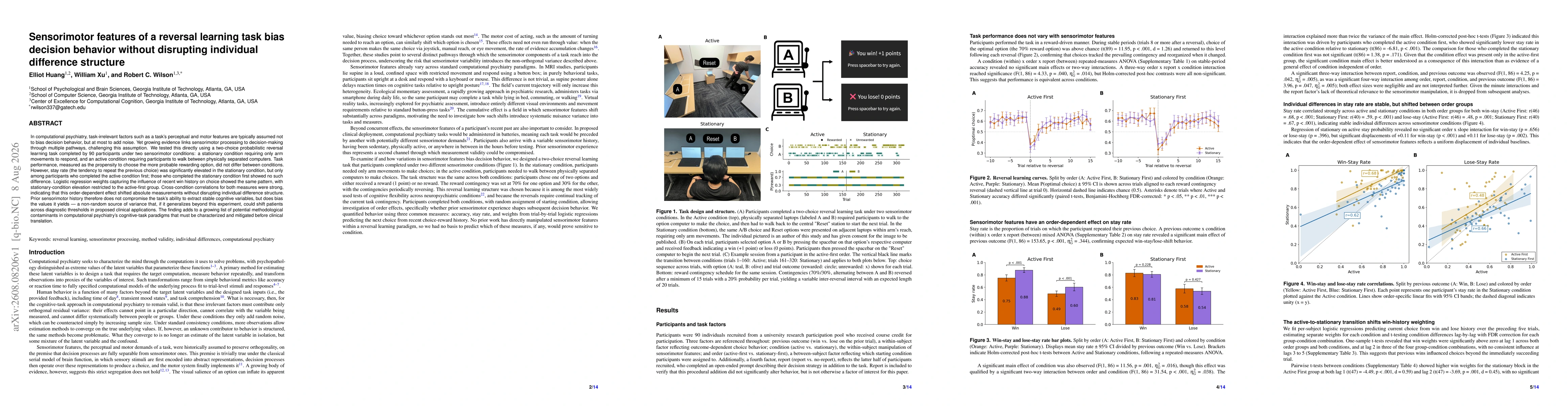 Thumbnail for Sensorimotor features of a reversal learning task bias decision behavior without disrupting individual difference structure