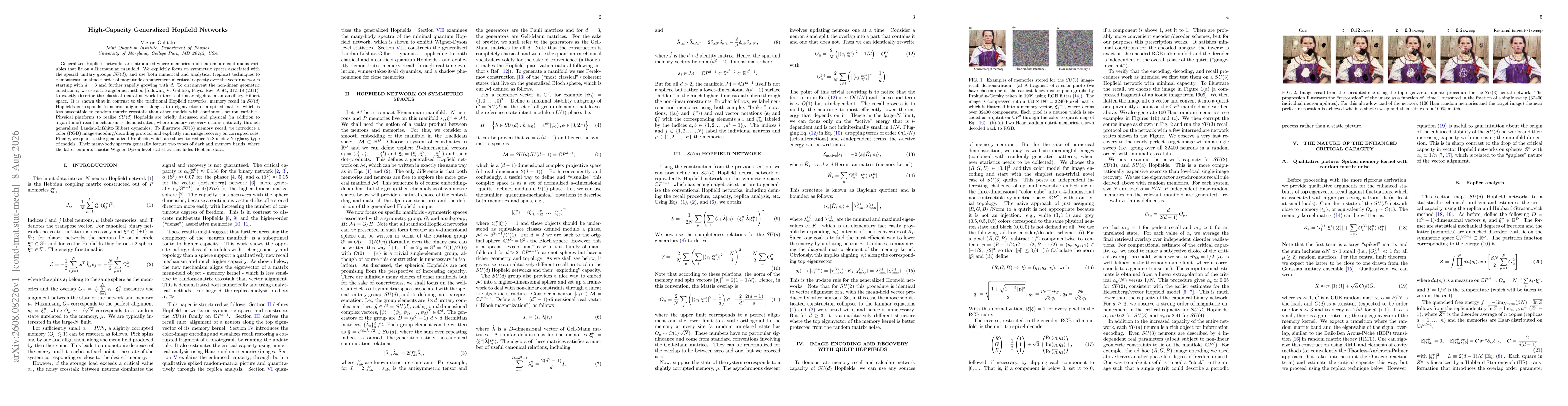Thumbnail for High-Capacity Generalized Hopfield Networks