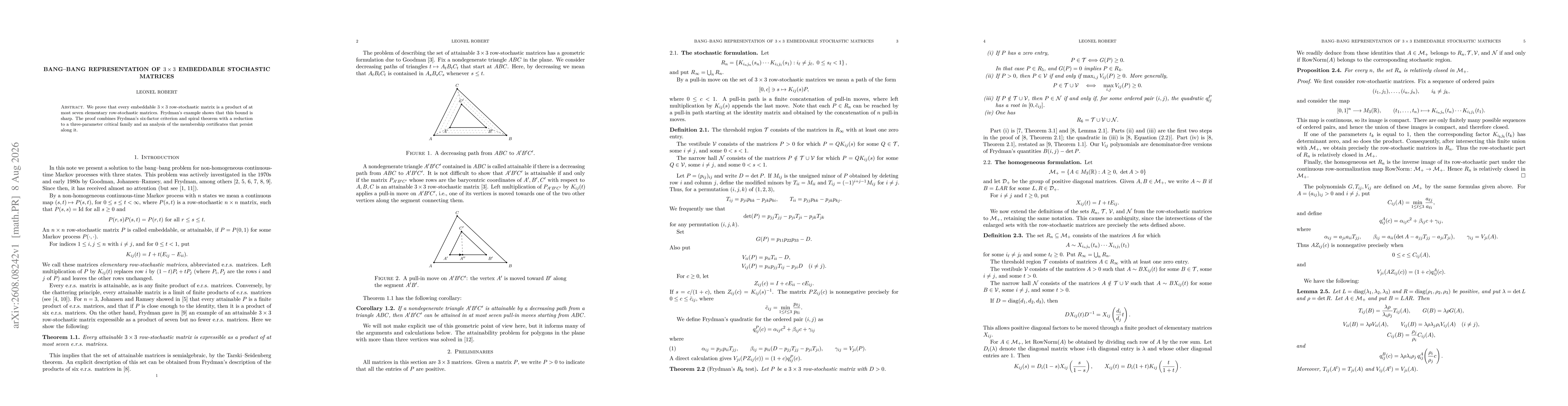 Thumbnail for Bang--bang representation of $3\times 3$ embeddable stochastic matrices
