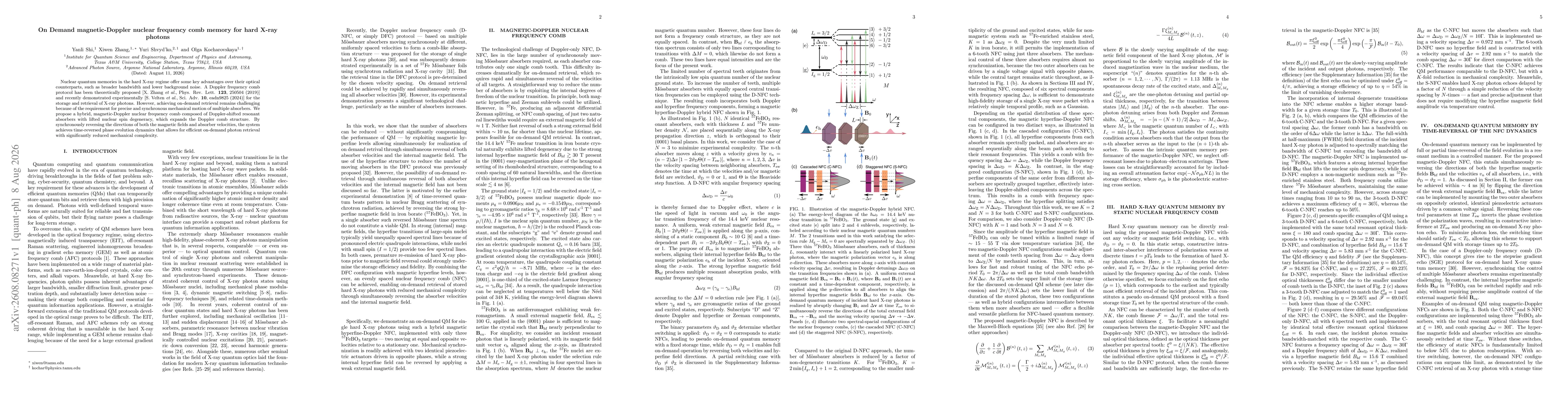 Thumbnail for On Demand magnetic-Doppler nuclear frequency comb memory for hard X-ray photons