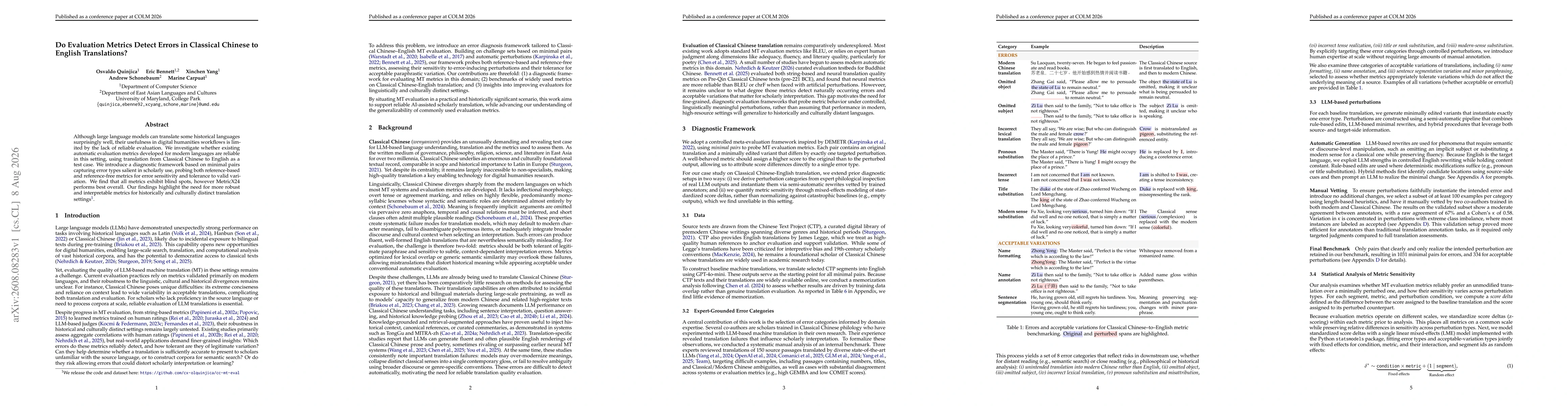 Thumbnail for Do Evaluation Metrics Detect Errors in Classical Chinese to English Translations?
