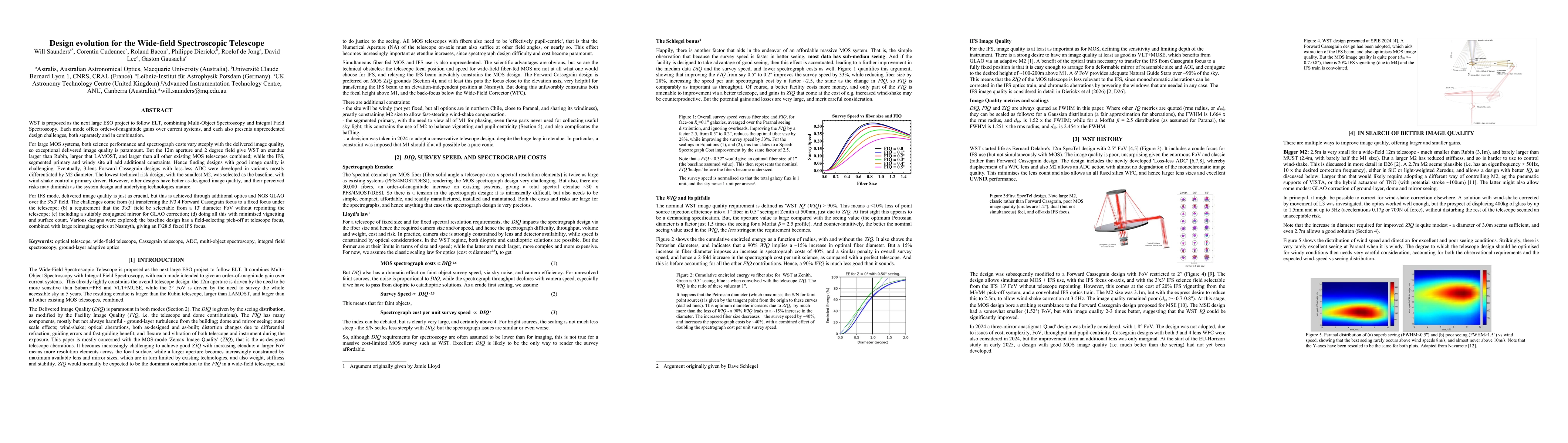 Thumbnail for Design evolution for the Wide-field Spectroscopic Telescope