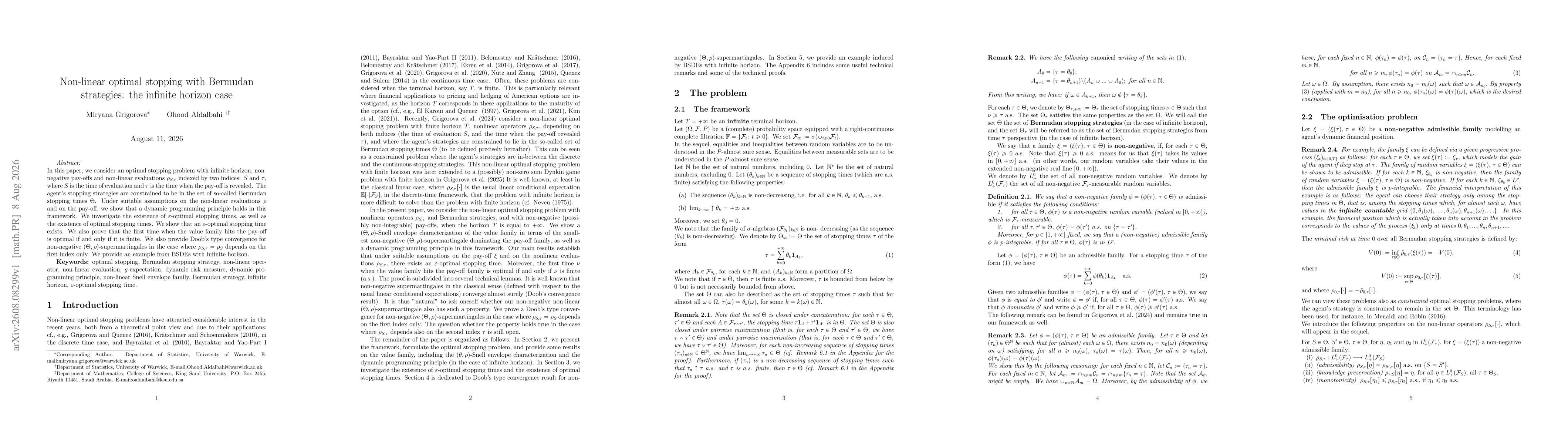 Thumbnail for Non-linear optimal stopping with Bermudan strategies: the infinite horizon case