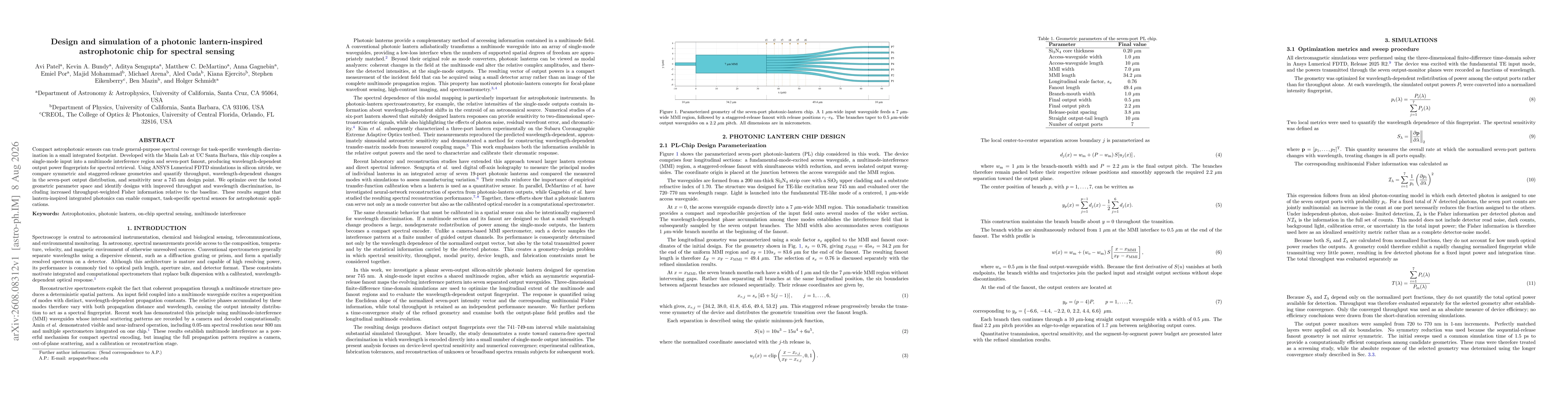 Thumbnail for Design and simulation of a photonic lantern-inspired astrophotonic chip for spectral sensing