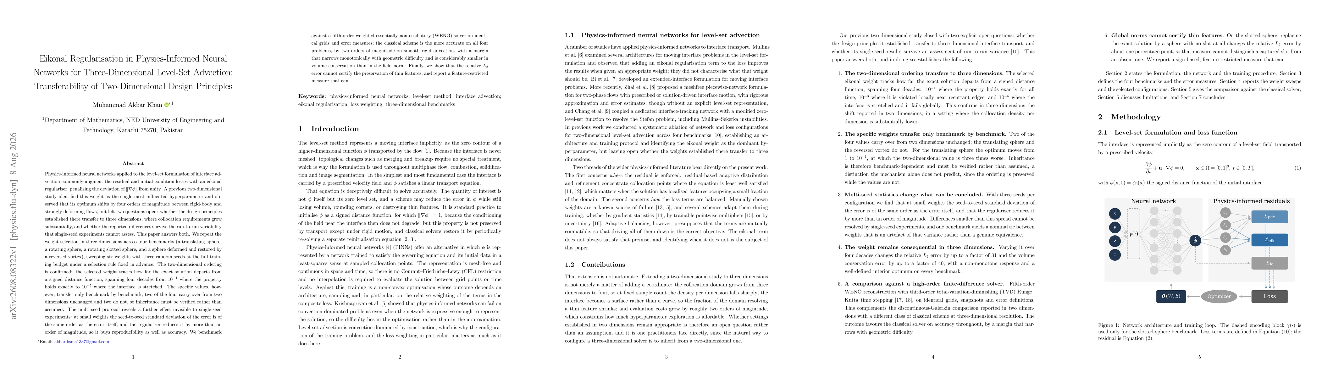Thumbnail for Eikonal Regularisation in Physics-Informed Neural Networks for Three-Dimensional Level-Set Advection: Transferability of Two-Dimensional Design Principles