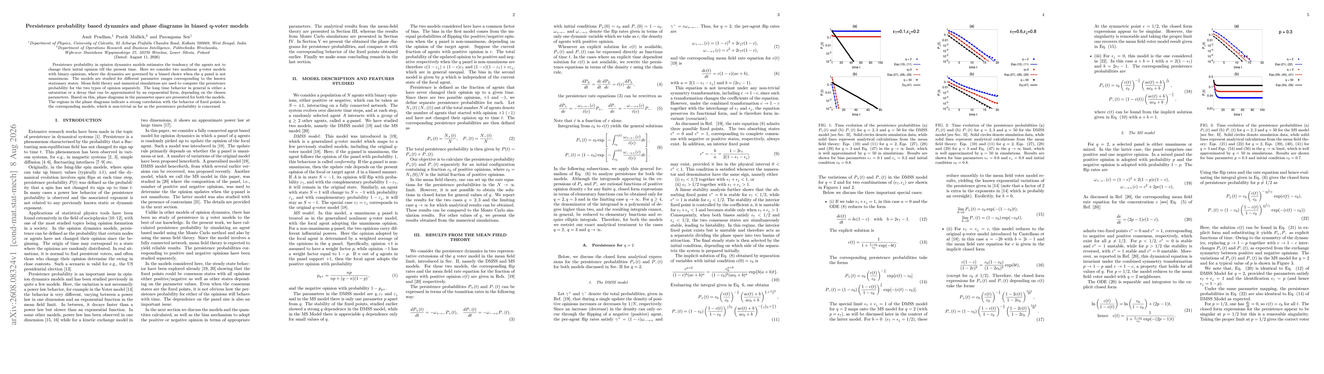 Thumbnail for Persistence probability based dynamics and phase diagrams in biased q-voter models