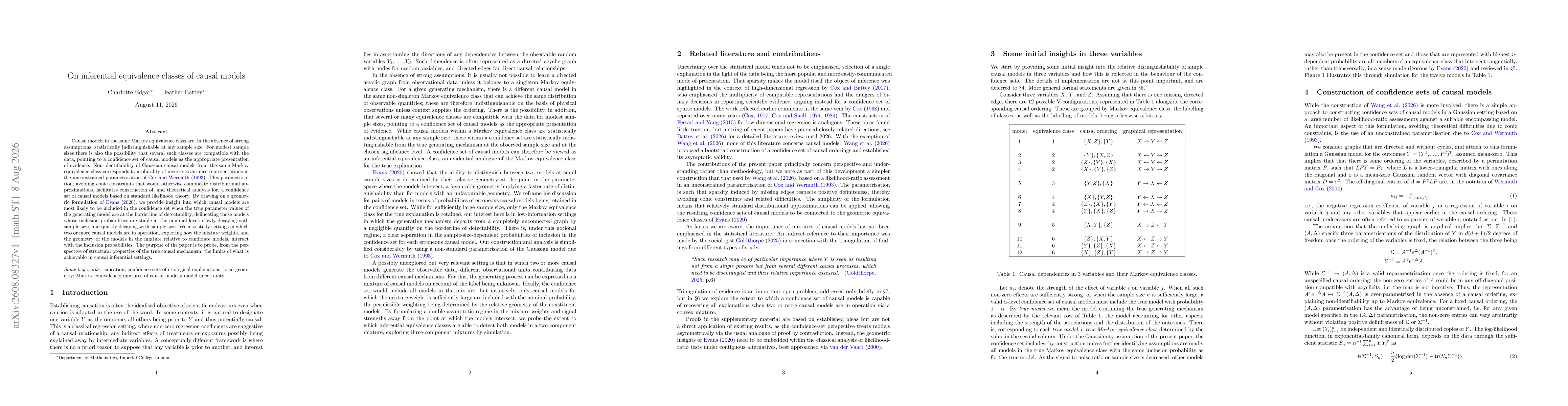 Thumbnail for On inferential equivalence classes of causal models