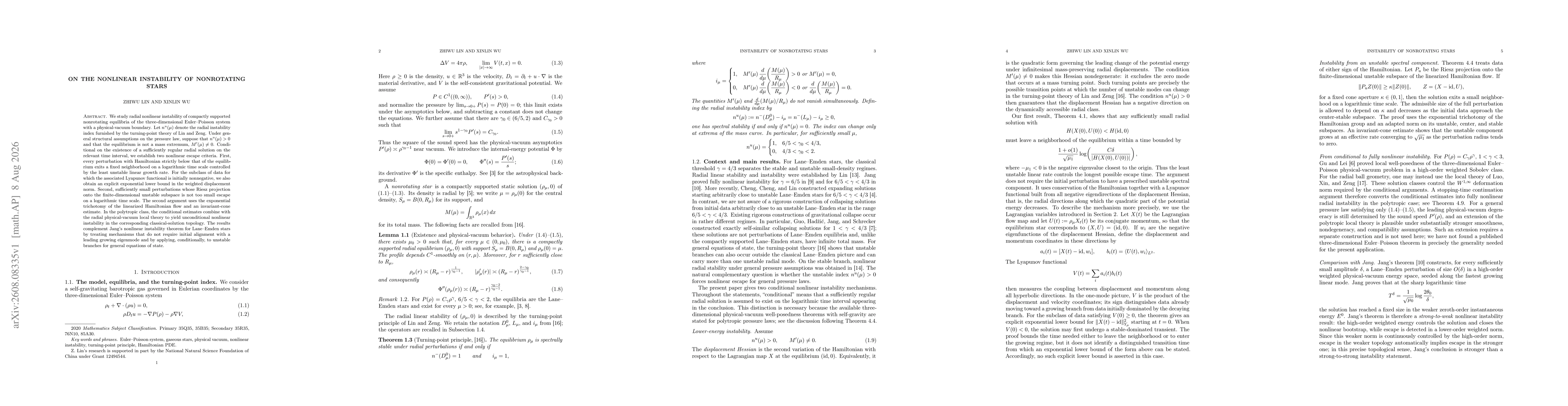Thumbnail for On the nonlinear instability of nonrotating Stars
