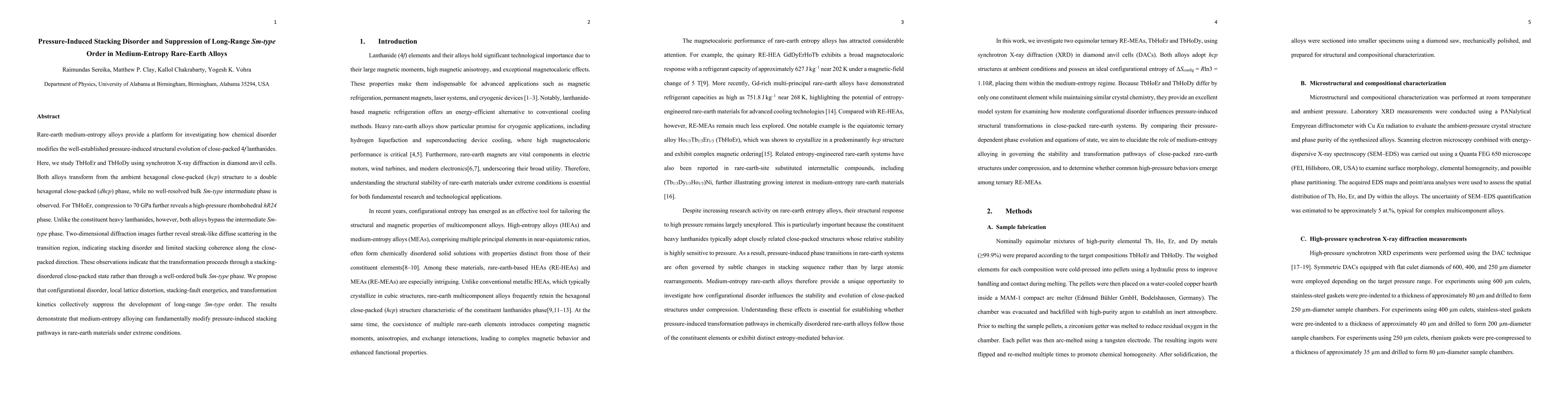 Thumbnail for Pressure-Induced Stacking Disorder and Suppression of Long-Range Sm-type Order in Medium-Entropy Rare-Earth Alloys