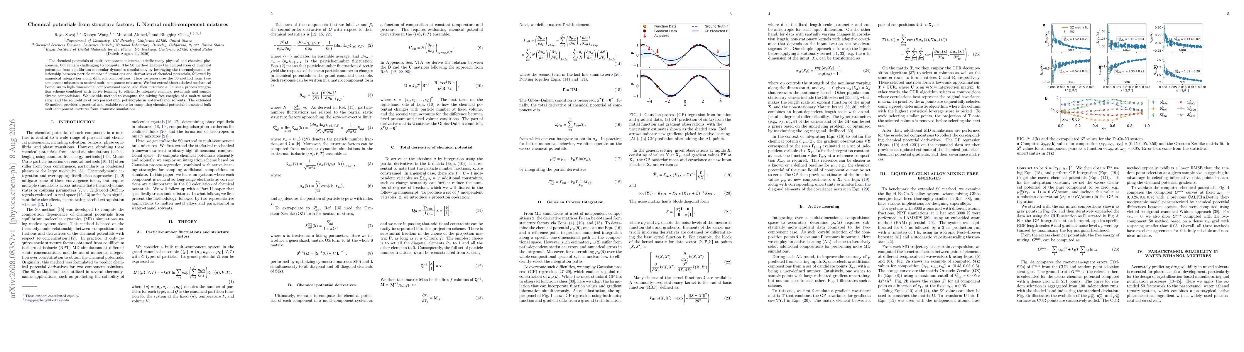 Thumbnail for Chemical potentials from structure factors: I. Neutral multi-component mixtures