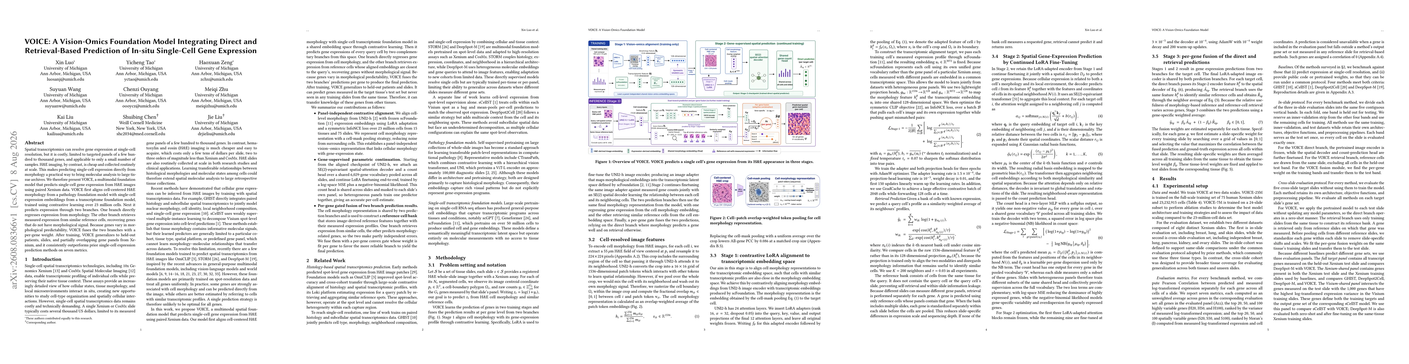 Thumbnail for VOICE: A Vision-Omics Foundation Model Integrating Direct and Retrieval-Based Prediction of In-situ Single-Cell Gene Expression