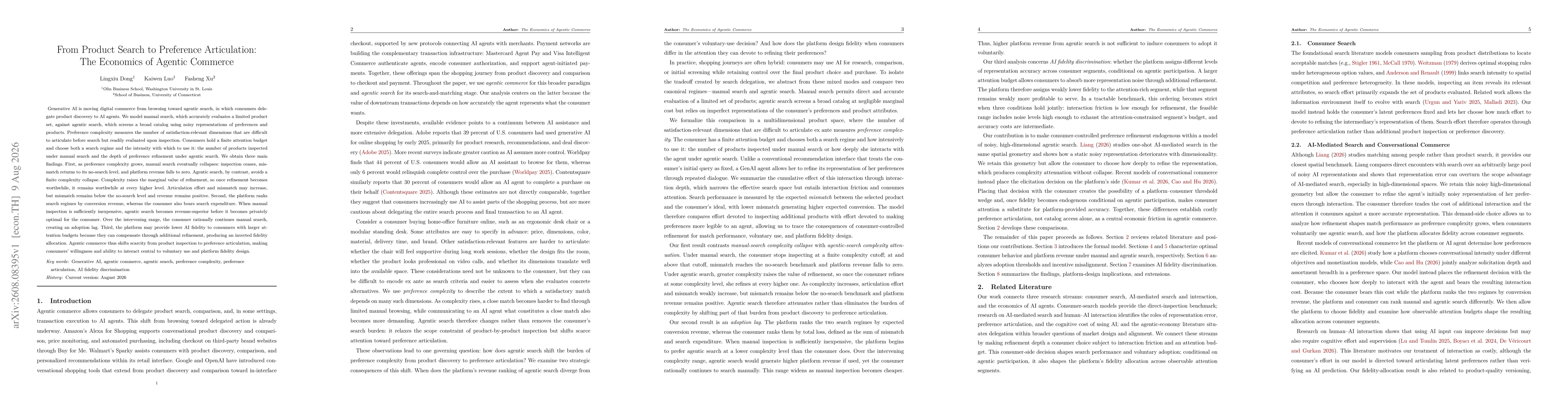 Thumbnail for From Product Search to Preference Articulation: The Economics of Agentic Commerce