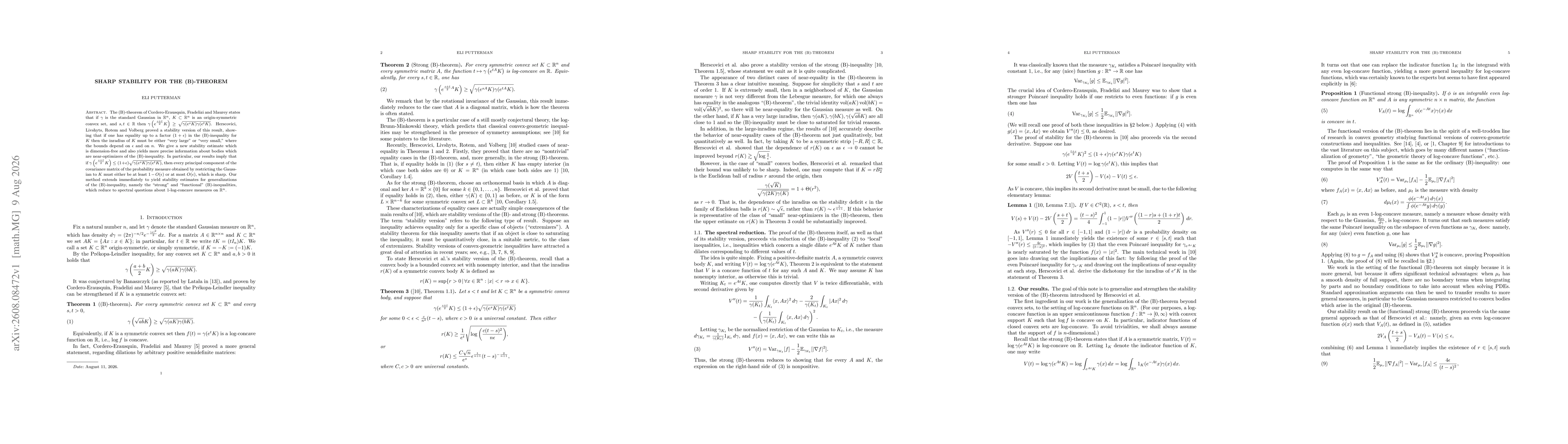 Thumbnail for Sharp stability for the (B)-theorem