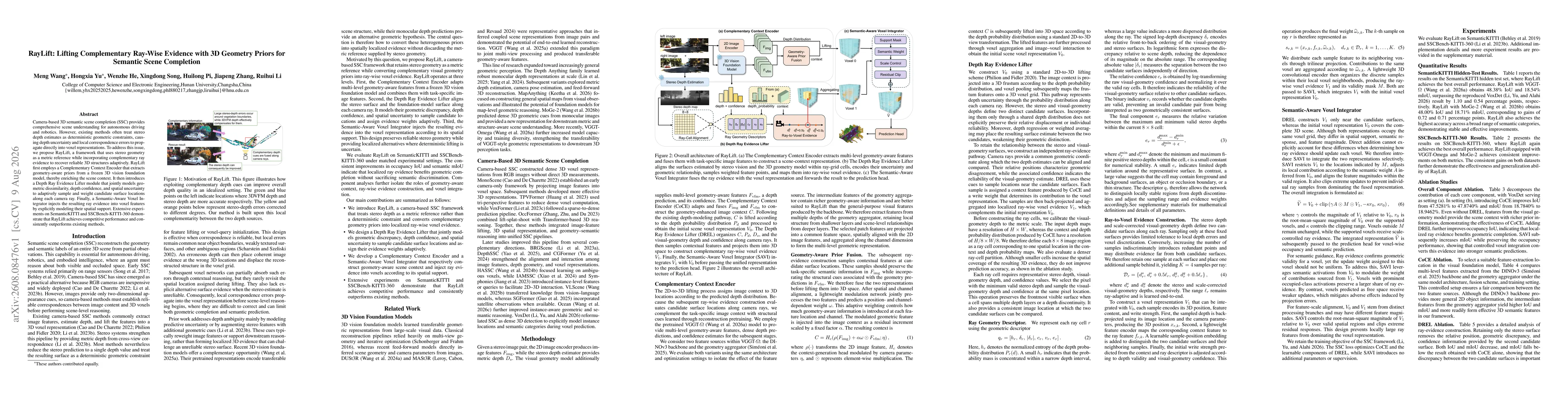 Thumbnail for RayLift: Lifting Complementary Ray-Wise Evidence with 3D Geometry Priors for Semantic Scene Completion