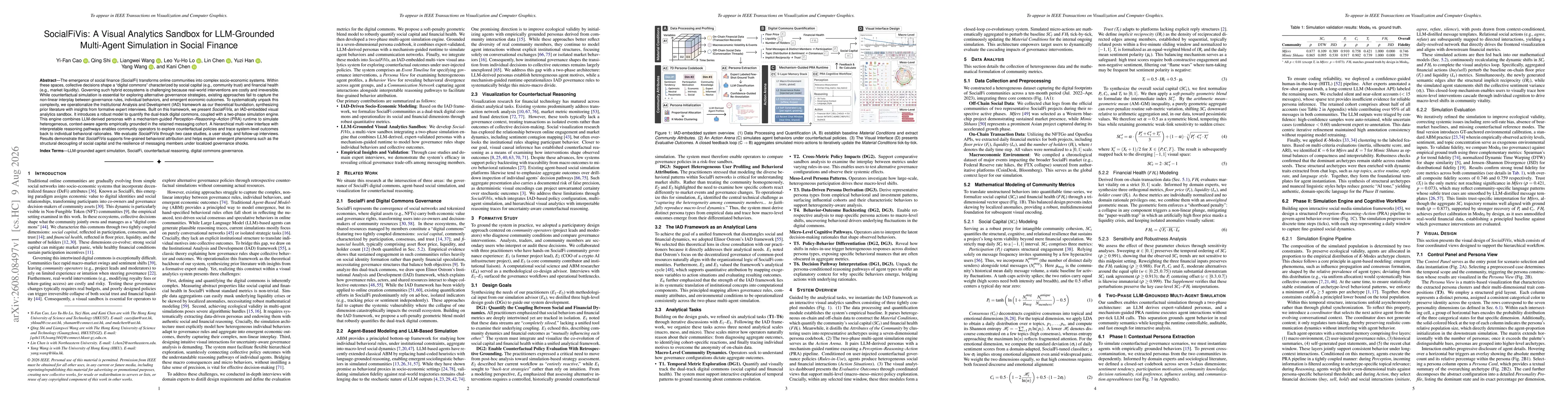 Thumbnail for SocialFiVis: A Visual Analytics Sandbox for LLM-Grounded Multi-Agent Simulation in Social Finance