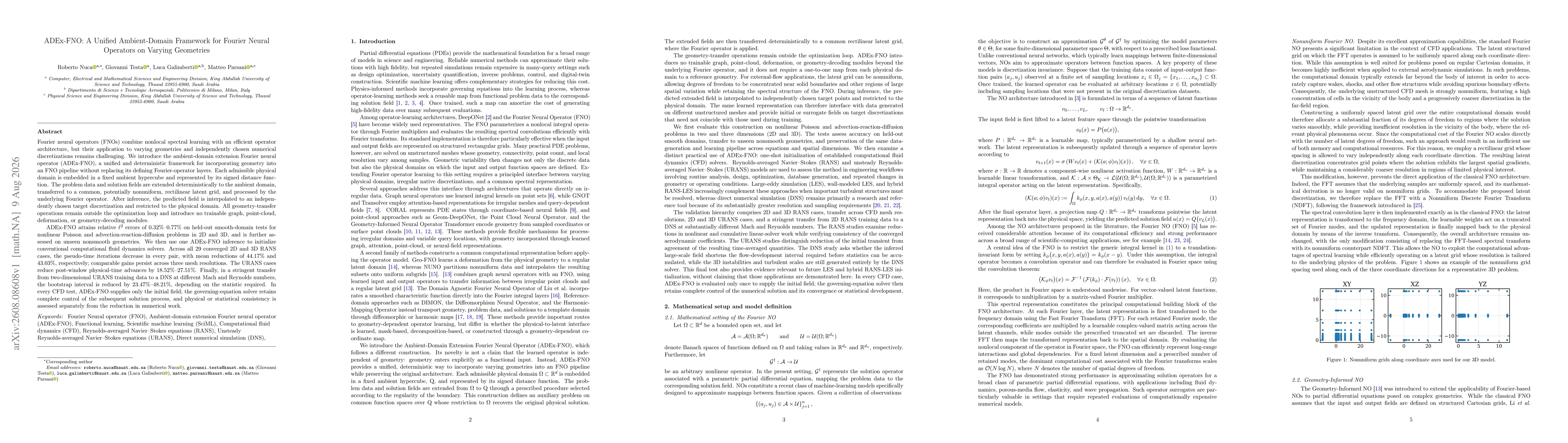 Thumbnail for ADEx-FNO: A Unified Ambient-Domain Framework for Fourier Neural Operators on Varying Geometries
