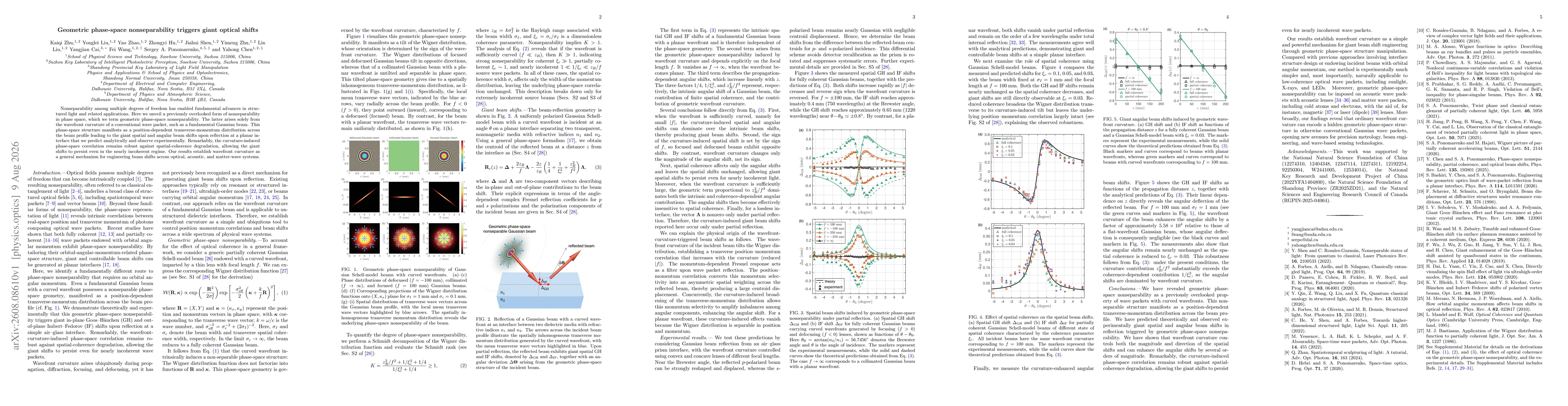 Thumbnail for Geometric phase-space nonseparability triggers giant optical shifts