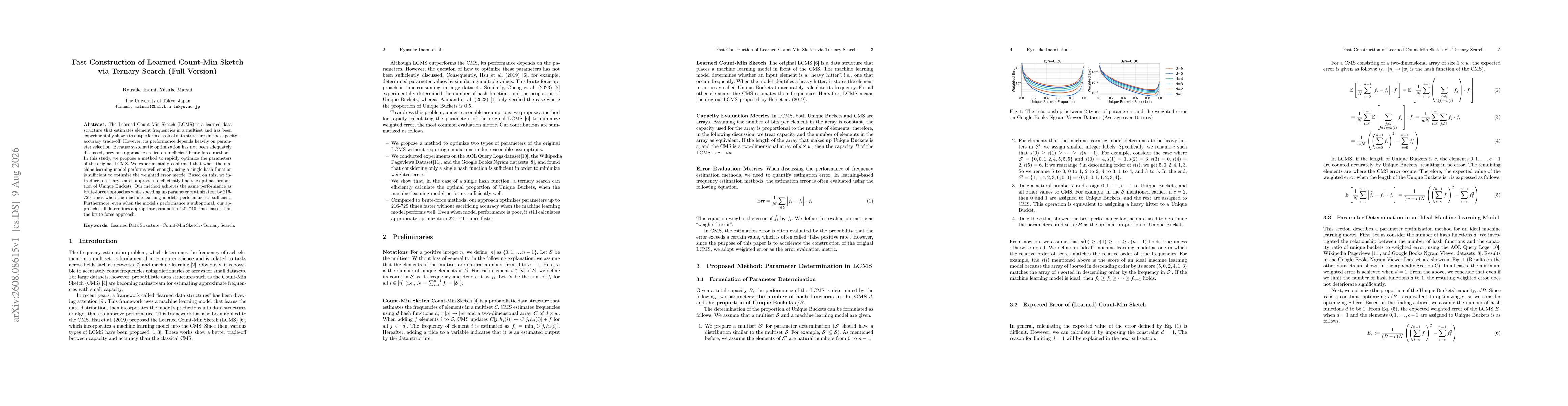 Thumbnail for Fast Construction of Learned Count-Min Sketch via Ternary Search