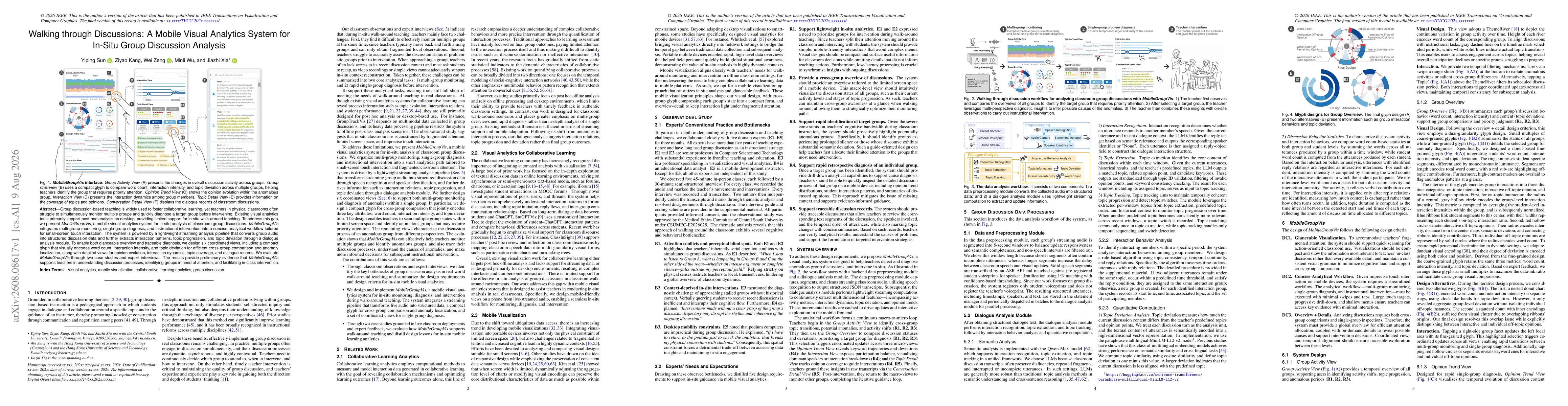 Thumbnail for Walking through Discussions: A Mobile Visual Analytics System for In-Situ Group Discussion Analysis