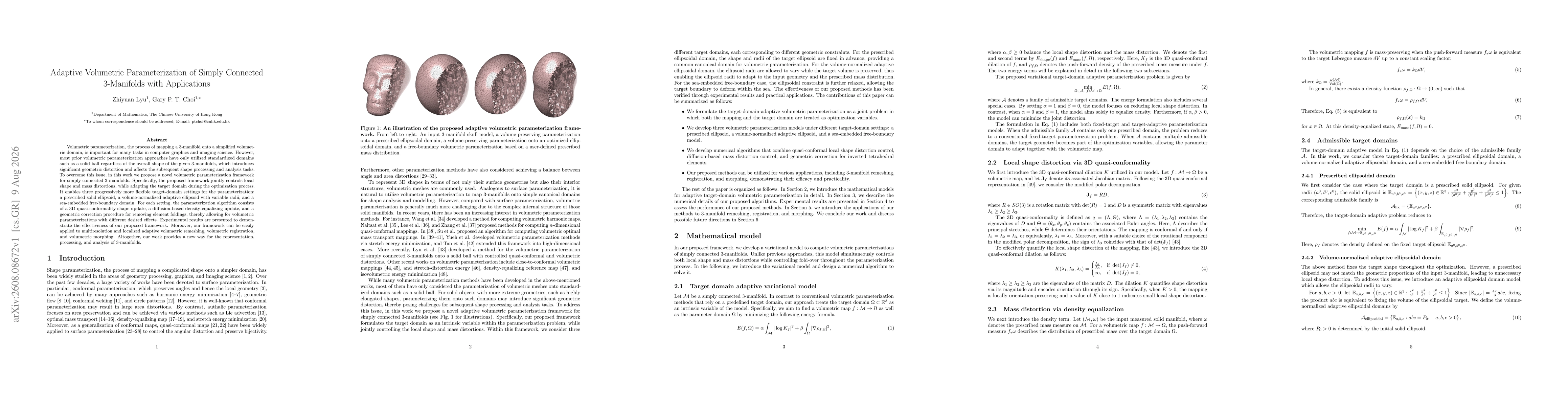 Thumbnail for Adaptive Volumetric Parameterization of Simply Connected 3-Manifolds with Applications