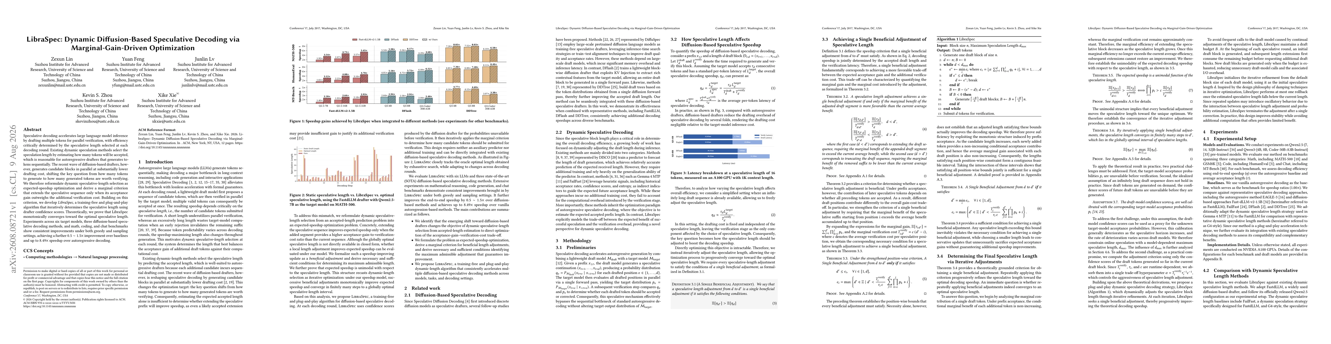 Thumbnail for LibraSpec: Dynamic Diffusion-Based Speculative Decoding via Marginal-Gain-Driven Optimization