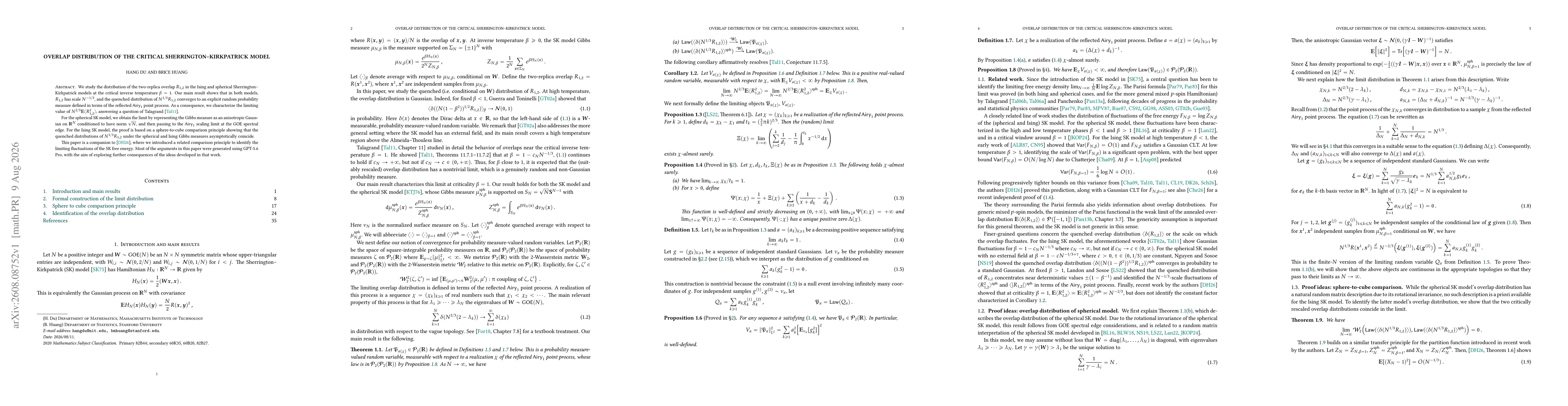 Thumbnail for Overlap distribution of the critical Sherrington-Kirkpatrick model